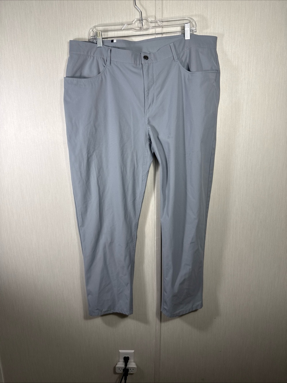 Rhoback Performance Pants Mens 40x29.5” Gray Solid Stretch Golf Chinos